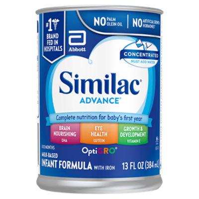 Similac Advance OptiGro Milk-Based Infant Formula with Iron, 0-12 Months, 13 fl oz