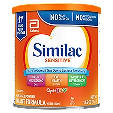 Similac Sensitive OptiGro Milk-Based Powder with Iron 0-12 Months, Infant Formula, 12 Ounce