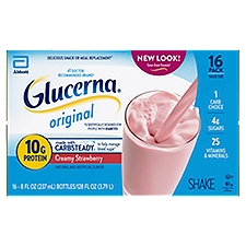 Abbot Glucerna Original Creamy Strawberry Shake Value Size, 8 fl oz, 16 count