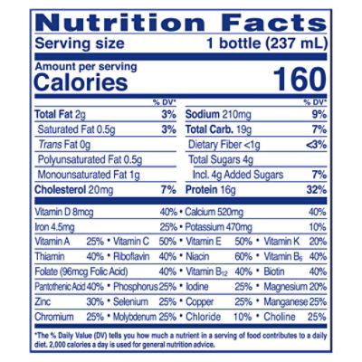 Ensure Protein Drink Nutrition Label