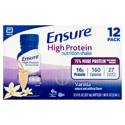 Ensure High Protein Vanilla Nutrition Shake, 8 fl oz, 12 count