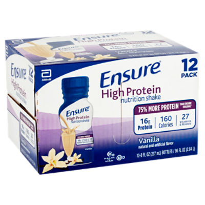 Ensure High Protein Vanilla Nutrition Shake, 8 fl oz, 12 count