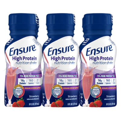 Ensure Strawberry High Protein Nutrition Shake, 8 fl oz, 48 Fluid ounce