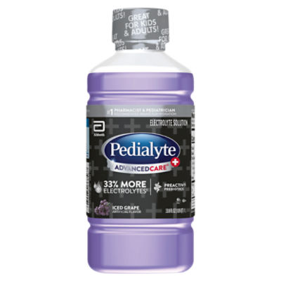 Pedialyte AdvancedCare+ Iced Grape Electrolyte Solution, 33.8 fl oz