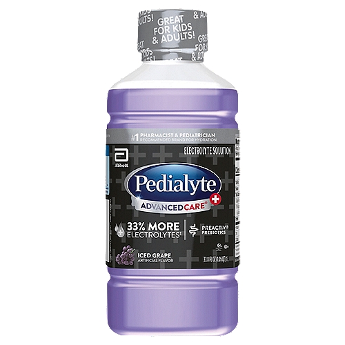 Pedialyte AdvancedCare+ Iced Grape Electrolyte Solution, 33.8 fl oz