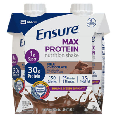 Ensure Max Protein Milk Chocolate Nutrition Shake, 11 fl oz, 4 count, 44 Fluid ounce