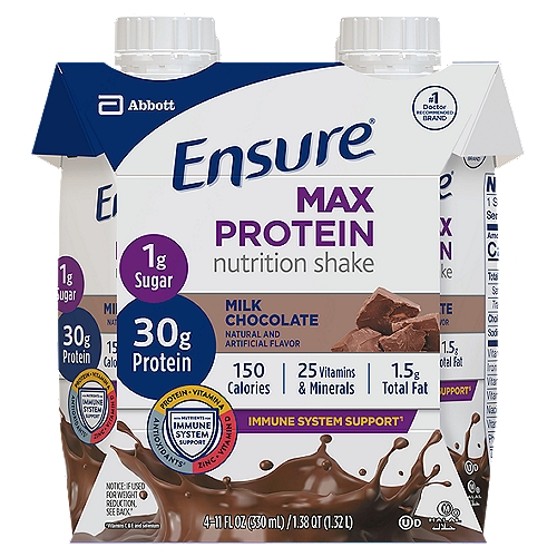 Ensure Max Protein Milk Chocolate Nutrition Shake, 11 fl oz, 4 count