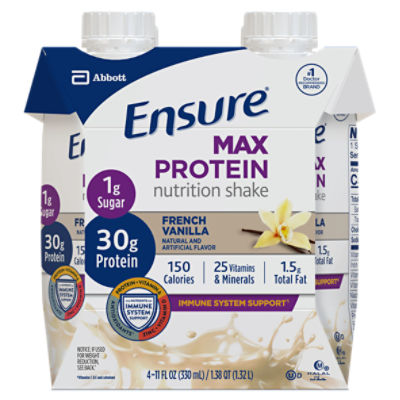 Ensure Max Protein French Vanilla Nutrition Shake, 11 fl oz, 4 count, 44 Fluid ounce