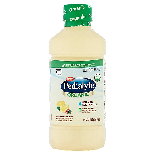 Pedialyte Organic Crisp Lemon Berry Electrolyte Solution, 33.8 fl oz