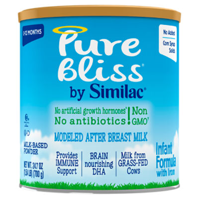 Similac Pure Bliss Milk-Based Powder Infant Formula with Iron, 0-12 Months, 24.7 oz