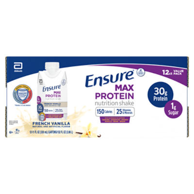 Abbott Ensure Max Protein French Vanilla Nutrition Shake Value Pack, 11 fl  oz, 12 count