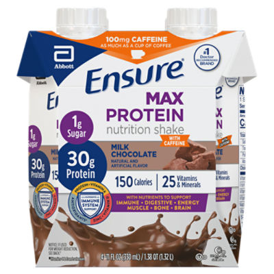 Ensure Max Protein Milk Chocolate Nutrition Shake, 11 fl oz, 4 count