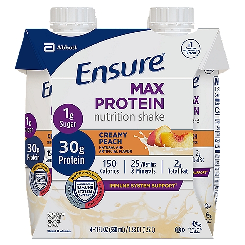 Ensure Max Protein Nutrition Shake Ready-to-Drink Creamy Peach, 11 fl oz, 4 count