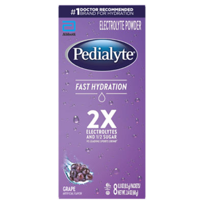 Pedialyte Fast Hydration Electrolyte Powder Powder Grape, 2.4 Ounce