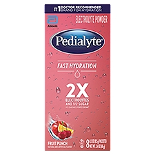 Pedialyte Fast Hydration Electrolyte Powder Powder Fruit Punch, 2.4 Ounce