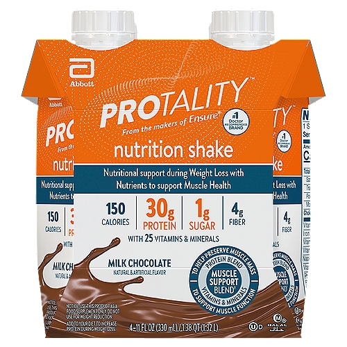 Protality Milk Chocolate Nutrition Shake, 11 fl oz, 4 count