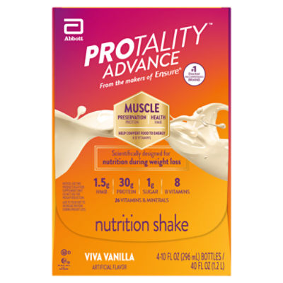 Protality Advance Viva Vanilla Nutrition Shake, 10 fl oz, 4 count