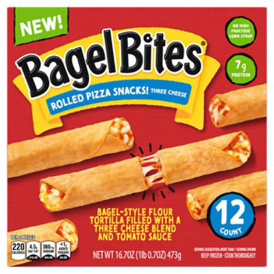 Bagel Bites Three Cheese Rolled Pizza Snacks!, 12 count, 16.7 oz