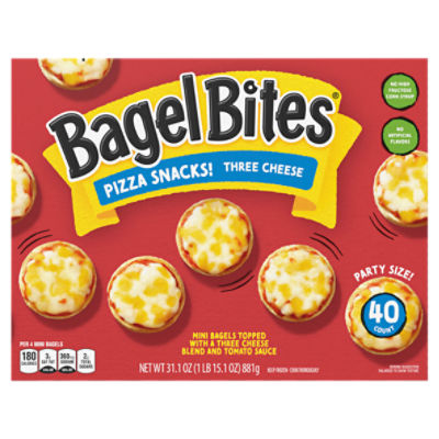 Bagel Bites Three Cheese Mini Bagel Pizza Snacks, 40 ct Box