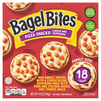 Bagel Bites Cheese & Pepperoni Mini Bagel Pizza Snacks, 18 ct Box