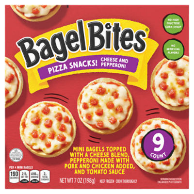 Bagel Bites Cheese & Pepperoni Mini Bagel Pizza Snacks, 9 ct Box