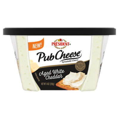 Président Pub Cheese Aged White Cheddar Spreadable Cheese, 8 oz