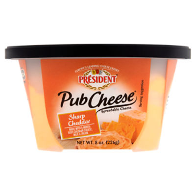 Président Pub Cheese Sharp Cheddar Spreadable Cheese, 8 oz