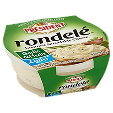 Président Rondelé Spreadable Cheese , Gourmet Garlic & Herbs, 6.5 Ounce