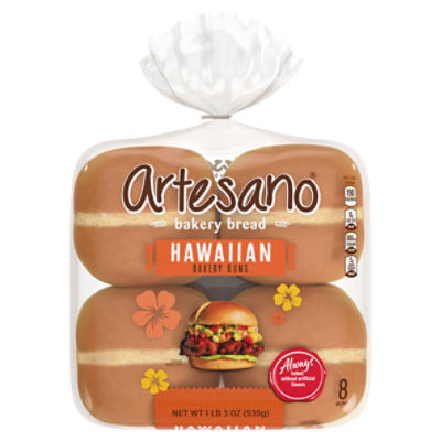 Artesano Hawaiian Bakery Buns, 8 count, 1 lb 3 oz, 19 Ounce