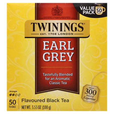 Twinings Earl Grey Flavoured Black Tea Bags, 50 count, 3.53 oz, 3.53 Ounce