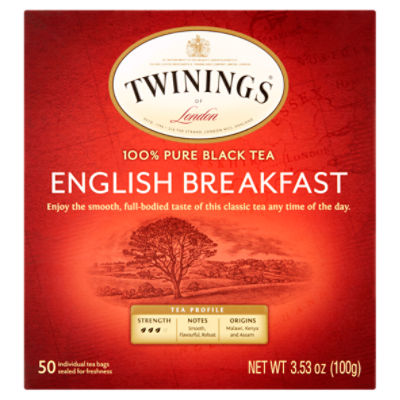 Twinings English Breakfast Pure Black Tea Value Pack, 50 count, 3.53 oz