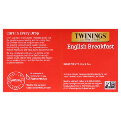 Twinings English Breakfast Pure Black Tea Value Pack, 50 count, 3.53 oz