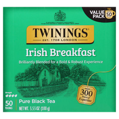 Twinings 100% Pure Bags Irish Breakfast Black Tea 50 ea, 3.53 Ounce