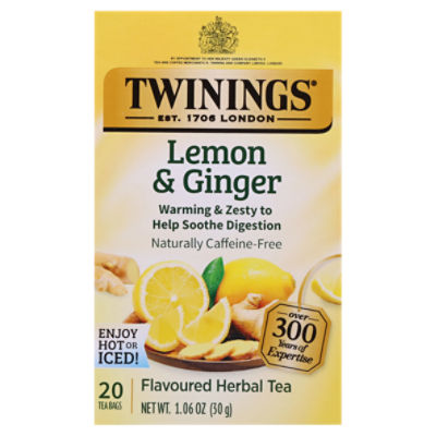 Twinings Lemon Ginger Flavored Herbal Tea 20 Tea Bags