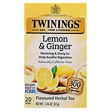 Twinings of London Lemon & Ginger Herbal, Tea Bags, 1.06 Ounce