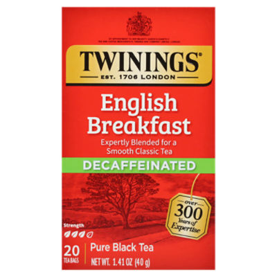 Twinings Pure Decaffeinated English Breakfast Black Tea 20 Tea Bags