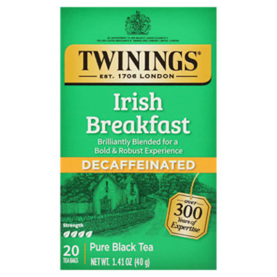 Twinings Decaffeinated Pure Irish Breakfast Black Tea 20 Tea Bags