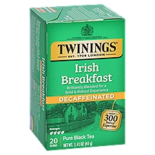 Twinings of London Irish Breakfast Decaffeinated 100% Pure Black Tea Bags, 20 count, 1.41 oz