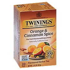 Twinings of London Orange & Cinnamon Spice Herbal Tea Bags, 20 count, 1.4 oz, 1.41 Ounce