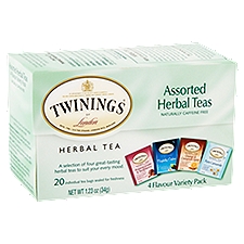 Twinings of London 4 Flavour Assorted Herbal Tea Bags Variety Pack, 20 count, 1.23 oz