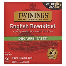 Twinings of London English Breakfast Decaf Tea, 50 Bags, 3.53 Ounce
