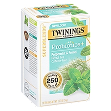 Twinings of London Superblends Probiotics+ Peppermint & Fennel Herbal Tea Bags, 18 count, 1.27 oz