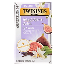 Twinings Superblends Adaptogens Calm Fig & Vanilla Flavoured Herbal Tea Bags, 18 count, 1.27 oz