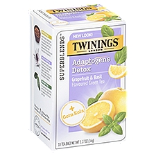 Twinings of London Superblends Grapefruit & Basil Flavoured Green Tea Bags, 18 count, 1.27 oz