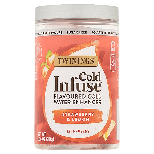 Twinings Cold Infuse Strawberry & Lemon Flavoured Cold Water Enhancer, 12 count, 1.06 oz