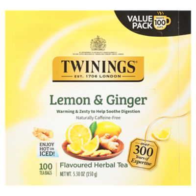 Twinings of London Lemon & Ginger Herbal Tea Bags, 100 count