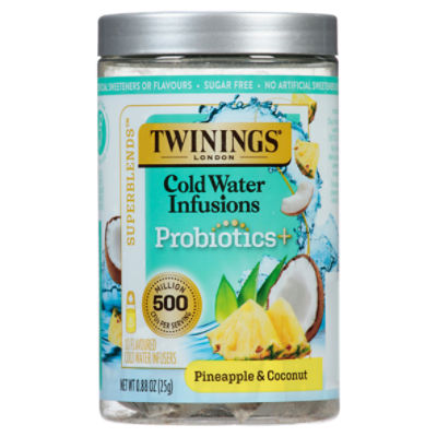 TWININGS LONDON Superblends Probiotic + Pineapple & Coconut Cold Water ...