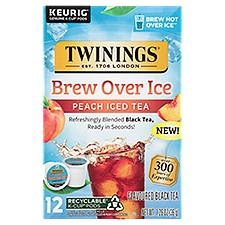 Twinings Brew Over Ice Peach Iced Flavoured Black Tea K-Cup Pods, 12 count, 1.26 oz