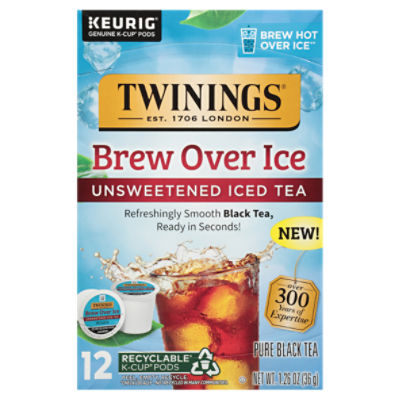 Twinings Brew Over Ice Unsweetened Iced Pure Black Tea K-Cup Pods, 12 count, 1.26 oz