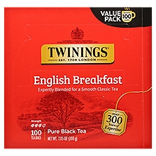 Twinings of London English Breakfast 100% Pure Black Tea Bags, 100 count, 7.05 oz, 7.05 Ounce